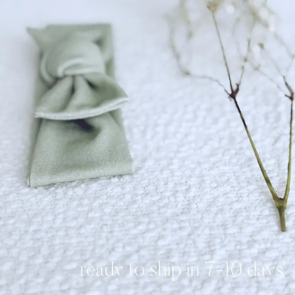 Organic Cotton Bow For Baby | Sustainable Headband | Earthy Sage | Minimalist
